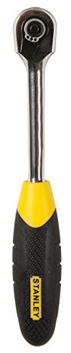 STANLEY 4-85-577 Cliquet Microtough 3/8 À Éjection Rapide- Poignée Bi-Matière Confortable - Finition Chromée Anti-Corrosion