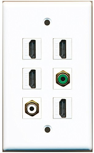 RiteAV – 4 HDMI 1 puerto RCA blanco 1 Puerto RCA verde placa de pared