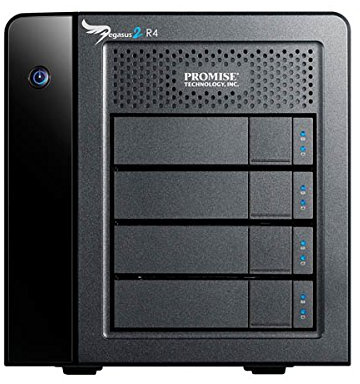 Promise - Pegasus2 R4 12TB I Tecnologia Thunderbolt 2 I Protezione RAID I Sistema Archiviazione Progetti Multimediali I Professinale E Veloce - Nero