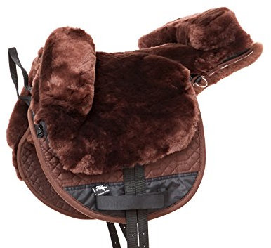 Engel Reitsport | FELLSA-R2-MOC | Hochwertiger Fellsattel | echtes Merino Lammfell | baumloses Bare-Back-pad | Gr. Englisch Farbe Mocca braun