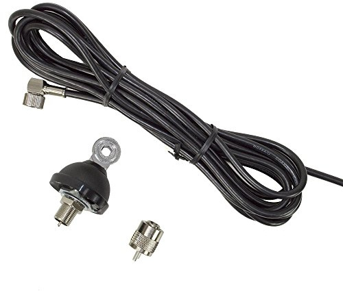 CB-Antennenanschlusskabel PNI FC27 4 m, inklusive PL259-Stecker und Montagehalterung für CB-Antenne mit Schmetterlingsschraube