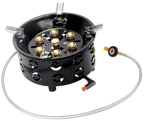 Cuisinière à gaz de camping 21800 W réglable 7 foyers tête sac à dos coupe-vent cuisinière à gaz pour sac à dos de randonnée extérieur