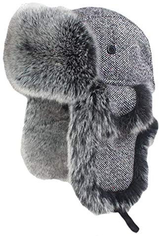 Ommda Wintermütze Warme Fliegermütze Herren Damen Erwachsene Fellmütze Kunstfell mit Ohrenklappen Russisch Hut für Ski Outdoor,Grau,XL Kopfumfang: 62cm