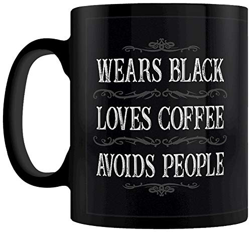 Grindstore Wears Black, Loves Coffee, Avoids People Panel Mug Black