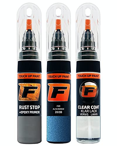 FIRANTO Kit Riparazione Vernice Auto per Alfa Romeo 203B Blu Montecarlo - Set rimuovi Graffi per Vernice Auto 3in1-15ml Primer, Pennarello ritocchi Vernice, Vernice lucidante