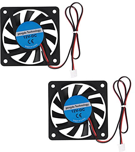 AOICRIE 2Pcs 60mm Fan, DC 12V 6010 Brushless Cooling Fan, Replacement Ball Bearing 60 * 10mm Fan for Cooling DIY PC Computer Case CPU Coolers Radiators Fan - 2 Pin Case Fan