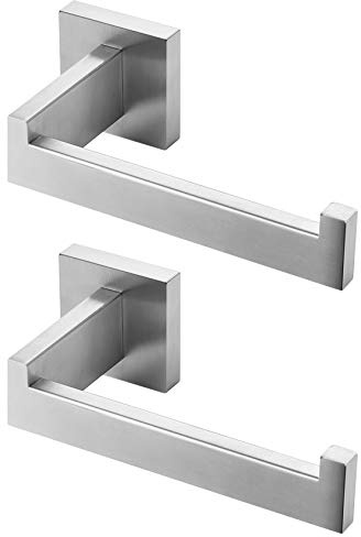 HITSLAM Porte Papier Toilette Acier Brossé, Acier INOX Porte Rouleau Support Papier Toilette pour Salle De Bain et Cuisine (Carré)