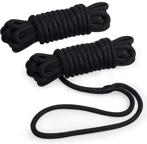 Double Braided Nylon Dock Lines, Boat Mooring Rope Anchor Line with 12 Loop for Boats Docking Kayak Pontoon Boating Accessories