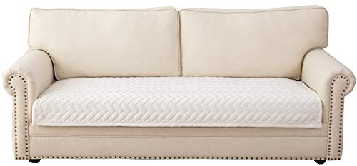 Eismodra Sofa Überzug,Sofabezug 3 Sitzer,Anti-Rutsch-Couch Überzug für L Form Sofaschoner Chaiselongue Ecksofa 2 Sitzer Schonbezüge Wohnzimmer Sessel Hunde Haustiere,Weiß,90x160cm(nur 1 Stück)