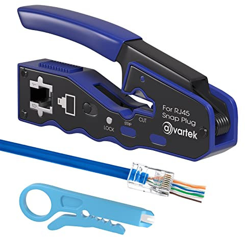 AVARTEK - Pass Through RJ45 Crimping Tool Crimper for CAT6a CAT6 CAT5e CAT5 Pass Through Connectors, Professional Ethernet Network Wire Crimper Tool