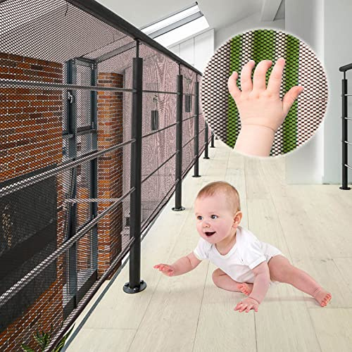 XiYee Treppen Schutznetz, 3 Meter Geländer Sicherheitsnetz, Treppenschutznetz für Kinder, Baby Balkonnetz, Safety Net (Black)