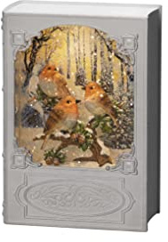 Konstsmide LED Snow Globe Christmas Book with Robins/Water Filled/Christmas Decorations Indoor Battery Lights/Timer/Battery Operated: 3xAA 1.5V (excl.) or USB (Inc)