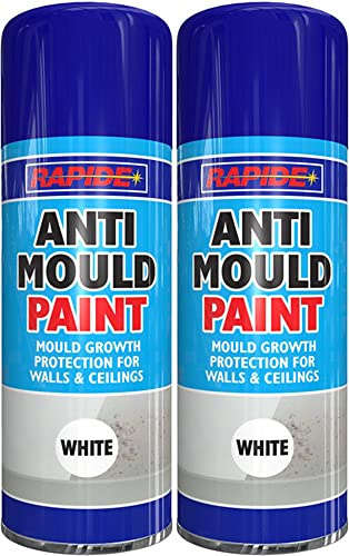 Q&H 400ML Anti Mould Spray White Matt Paint Molds Killer - Treat Damp Walls Black Stain Removal Paints Stop Moulds Growth - Protect Wall & Ceiling Fungus Algae Basements, Bathrooms, Kitchen (2)