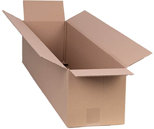 smiley pack 50 Stück Faltkartons 1000 x 200 x 200 mm braun | Versandkarton aus Wellpappe 1 wellig – 100 x 20 x 20 cm – Pappkarton, Versandbox & Päckchen
