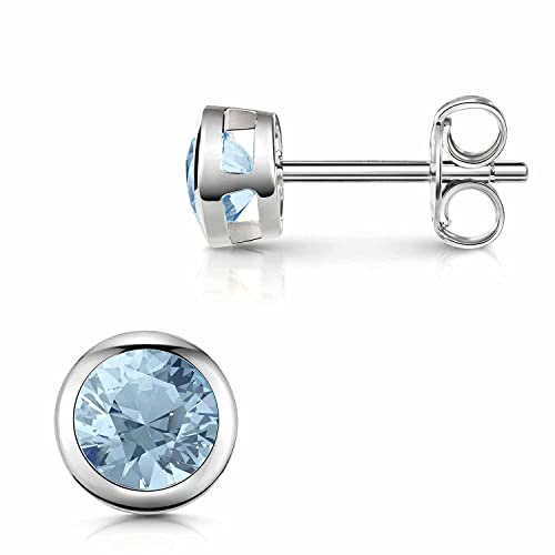MATERIA by Matthias Wagner Runde Zirkonia Ohrstecker Silber 925 mit 6mm Durchmesser