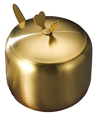 EIOLWJIEO Zuccheriera in acciaio inossidabile Barattolo per spezie per caffè Vaso per condimento per sale e, Oro tipo 1, l