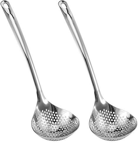 Cuillère à Écumoire, Passoire en Acier Inoxydable Cuillère Hot Pot Passoire de Cuisine Cuillère à Fente Louche Écumoire de Cuisson Résistante à la Chaleur pour Filtrer les Pâtes Aux Légumes