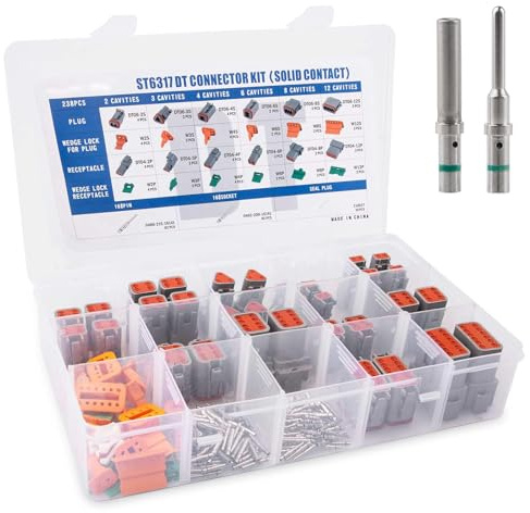 MACHSWON 238 Stück DT-Steckverbinder wasserdicht, 2 3 4 6 8 12 Pin Deutsch DT-Steckverbinder-Set mit 82 Paar Marine wasserdichte elektrische Steckverbinder Größe 16 Solid Kontakte für Autoreparatur