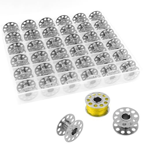 PEAKTOP 36 Stück Nähmaschinen Spulen, Metall Nähmaschinenspulen, Spulen Nähmaschine Mit Spulenbox, Nähspulen, Nähmaschinen Zubehör Für Die Meisten Nähmaschinen
