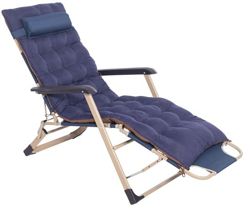 SPRINGOS Chaise Longue de Jardin Extra Haute avec accoudoirs - Fauteuil de Relaxation extérieur Pliable, Chaise Longue inclinable avec Coussin, idéale pour Le Balcon et la terrasse
