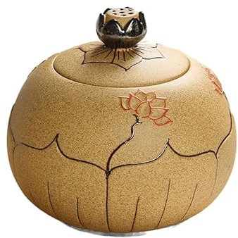 BZSQD 12 x 11 cm 700 m handbemalte Lotus-Porzellandose Keramik-Vorratsdosen mit Deckel, Keramikdosen, traditionelle Teedosen für Süßigkeiten