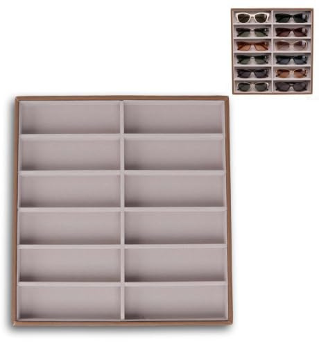 Jwthee Vassoio organizer per occhiali da sole, vassoio per occhiali, vassoio per gioielli, occhiali, orologi, display, vassoio per occhiali da sole, vassoio organizer per uomo e donna (12 griglie)