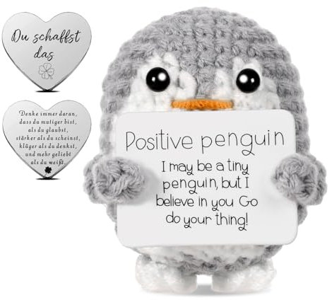 GROVBLE Positive Penguin Geschenk,7.5CM Mini Geschenke Pinguine mit Karte Positiver Pinguin,Geduldsfaden Geschenk,Kleines Kuscheltier Glücksbringer,Pinguin Spielzeug für Freunde Ermutigung Dekoration