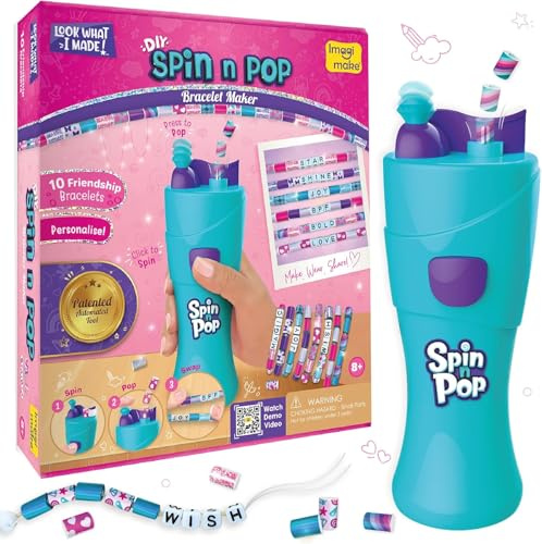 Imagimake Spin n Pop Bracelet Making Kit, Make 10 Bracelets, Ages 8+ | DIY Craft Kit, Friendship Bracelets Maker, Screen-Free Creative Fun, Birthday Gift for Girls Ages 8,9,10,11,12 Years Old