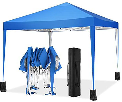 COBIZI Pavillon 3x3m Wasserdicht Stabil Faltpavillon Pop up Gartenpavillon Partyzelt Bierzelt Faltbar Gartenzelt mit 4 Sandsack, Höhenverstellbar, Blau