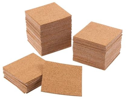 STOBOK 40pezzi Tappetini Sughero Autoadesivi Quadrati Per Sottobicchieri e Progetti Fai Da Te Resistenti Al Calore Superficie Scrivibile Materiale Naturale e Antiscivolo