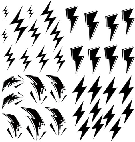 CREATCABIN 4 pieza de Pegatinas de Pared con Forma de Rayo, Calcomanías de Rayo, Vinilo Negro, Decoración de Pared, Calcomanías Murales, Papel Tapiz, Decoración Del Hogar A Prueba de Agua, Arte para B