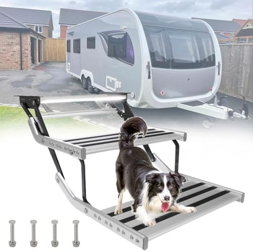 Générique Marchepied électrique/Manuel pour Camping-Car, marchepied d'entrée Pliable pour Camping-Car, escalier de Camping-Car Robuste Pliable, marchepied antidérapant, 2 marches (Manuel) LED