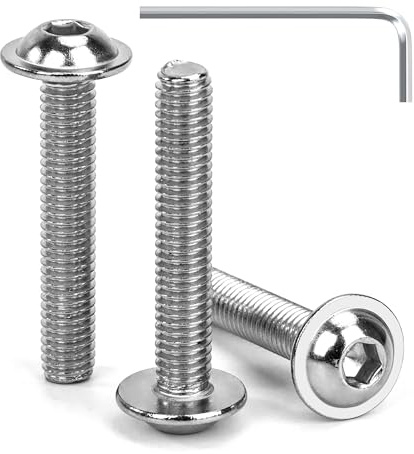 Tunejoy Linsenkopfschrauben mit Flansch M6 x 35 mm Linsenkopfschraube Innensechskant Edelstahl A2 V2A Flanschschrauben Vollgewinde mit Inbusschlüssel 30 Stück