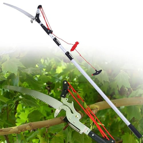 Podadora de árboles, sierra de poda de pértiga de aleación de aluminio, podadora de árboles larga, herramientas de poda de árboles de alto alcance, herramienta de jardinería extensible 2 en 1 para s