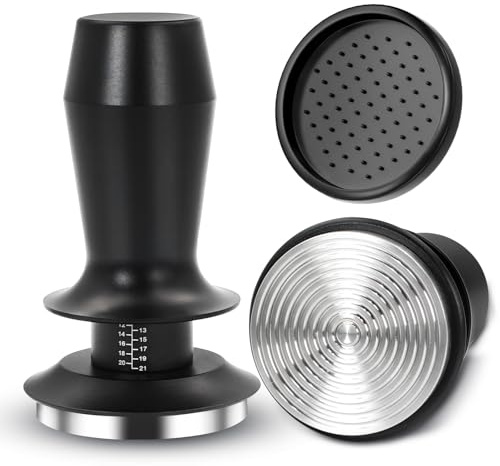 SHUTEX 53mm Kaffee Tamper mit Base Ripple Tamper und Silikonmatte | kaffeestempel Edelstahl, Espresso Zubehör für Cafés und Kaffeeliebhaber