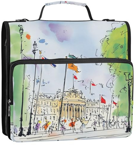 Banderas están volando en medio mástil en edificios gubernamentales y conmemorativos de 1.5 pulgadas, 3 anillos, cierre con correa para el hombro y asa, múltiples bolsillos, bolsa de almacenamiento