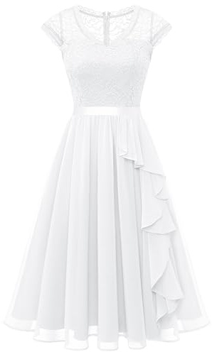 WedTrend Women's Short Floral Lace Bridesmaid Dress A-line Swing Party Dress WT0212WhiteXL