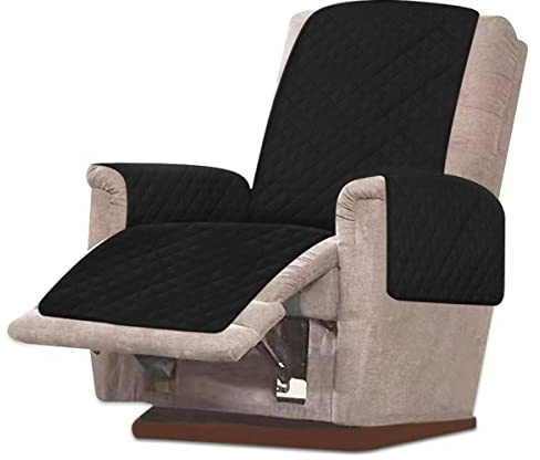 Fyeme Sesselschoner für Relaxsessel Sessel Überzug mit Verstellbarer Elastischer Riemen Wasserdicht rutschfest Sesselschoner mit Armlehne für Sessel Fernsehsessel Loungesessel (Schwarz)