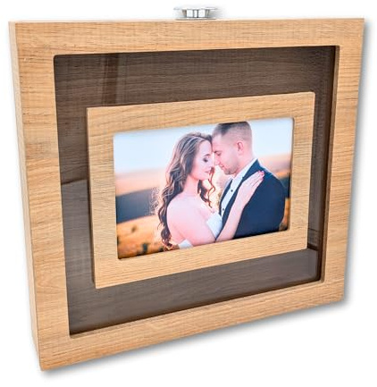 Marco ceremonia de la arena Boda | Ritual de la Arena para Bodas | Marco para foto tamaño 10x15cm (Roble Sin Arena)