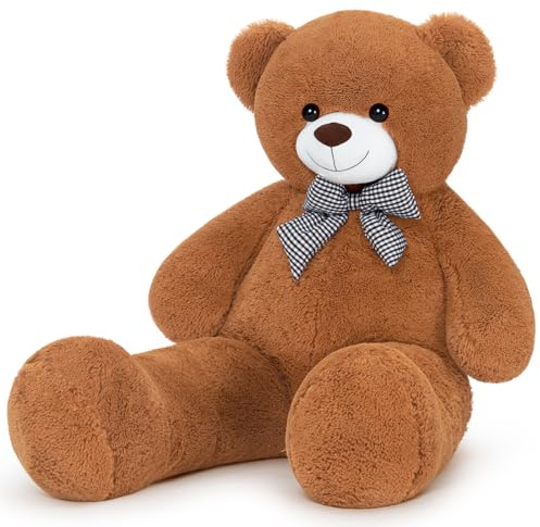 Sausudols XXL Teddybär Großer Bär 120 cm groß Riesen Teddy Bär Stofftier Plüschtier Kuscheltier Geschenk für Kinder Freundin Dunkelbraun