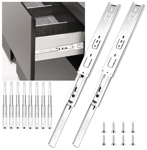 Schubladenschienen 4 Paar (8 Stück) - 45 kg Tragfähigkeit, voll ausziehbare seitliche Montage für Küchenschränke, Kleiderschränke, Büromöbel Silber (550 mm - 22 Zoll)
