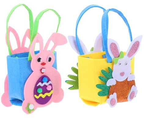 TOPPERFUN 2 Stück Handkorb osterhasen taschen Korb für Ostern leer Filz-Ostertaschen mit Henkeln handhaben kleine Osterkübel Osterpartyzubehör Osternest für gefühlt