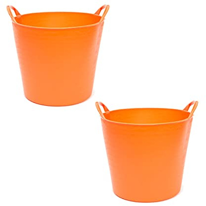 AC - Pack de 2 capazos Flexible con Asas - Capacidad de 26 litros - Fabricado en Plástico - Ideal para Trabajo de Vendimia y Agricultura - Ø 36 x 30,3 cm - 2 Unidades - Color Naranja