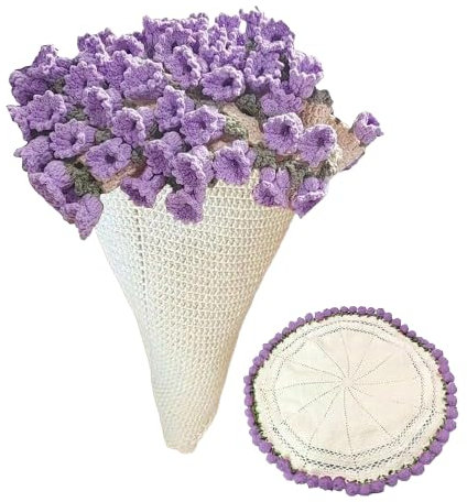 Générique Crochet Fleurs Rose Bouquet Couverture, Couverture de Rose Fait à la Main Bricolage, Doux léger, Cadeaux pour la fête des mères Anniversaire Home Decor