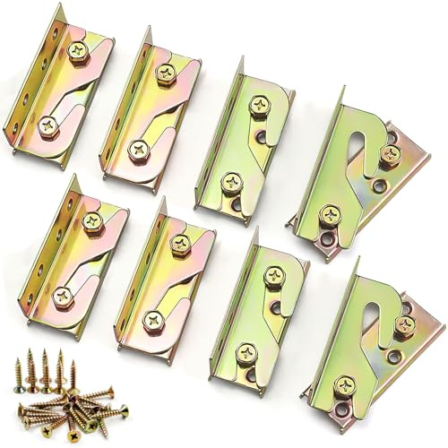 8 Pcs Bed Brackets Corner, Bed Rail Brackets, Heavy Duty headboard fixings with Screws, Rust Proof Hardware Frame Bracket Fittings Fastener