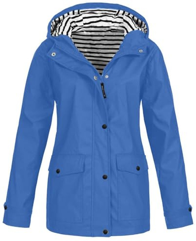 Flodxo Waterproof Jackets for Women UK Elegant Lightweight Womens Raincoat Plus Size Windproof Outdoor Coat with Hooded Sportswear Functional Raincoat Sun Protection Hiking Sky Blue L