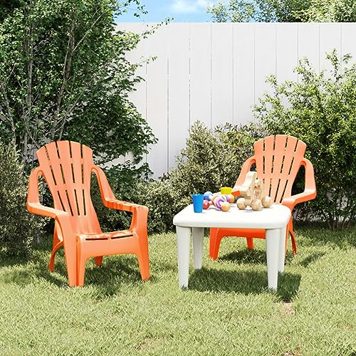 QZZCED Lot de 2 chaises de jardin pour enfants, orange, pour pelouse, 37 x 34 x 44 cm, en polypropylène, aspect bois
