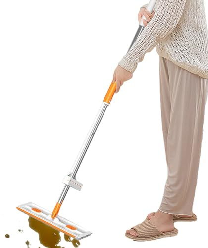 Balai plat en microfibre, outil de nettoyage, poignée télescopique, tampons à séchage rapide, tête pivotante, brillance sans traces, construction légère, rangement facile, parfait pour cuisine, salle