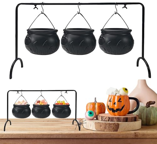 Rechory Cauldron Pot | Halloween Candy Servers Decor Bowl,Iron Pot Bucket Servers for Treat Kitchen Dining Home Decoration Porch Outdoor Table