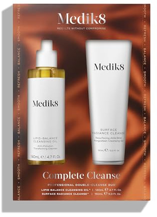 Medik8 Complete Cleanse Double Cleansing Duo – Lipid-Balance Cleansing Oil (150 ml) & Surface Radiance Cleanse (150 ml) – Sanfte Reinigung, Strahlender Teint
